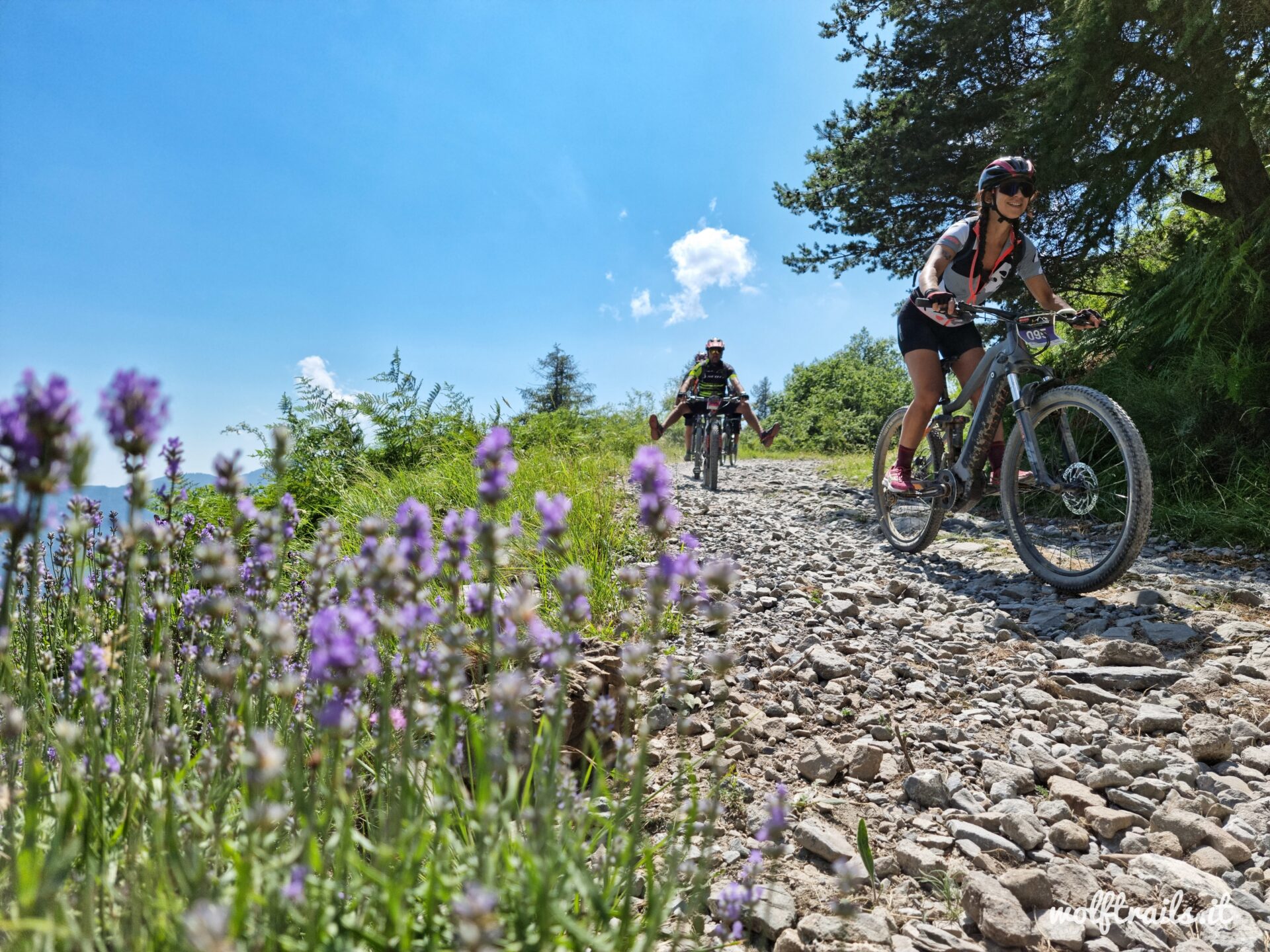 MTB tours in the Italian Alps: riders on the Alta Via del Sale military road