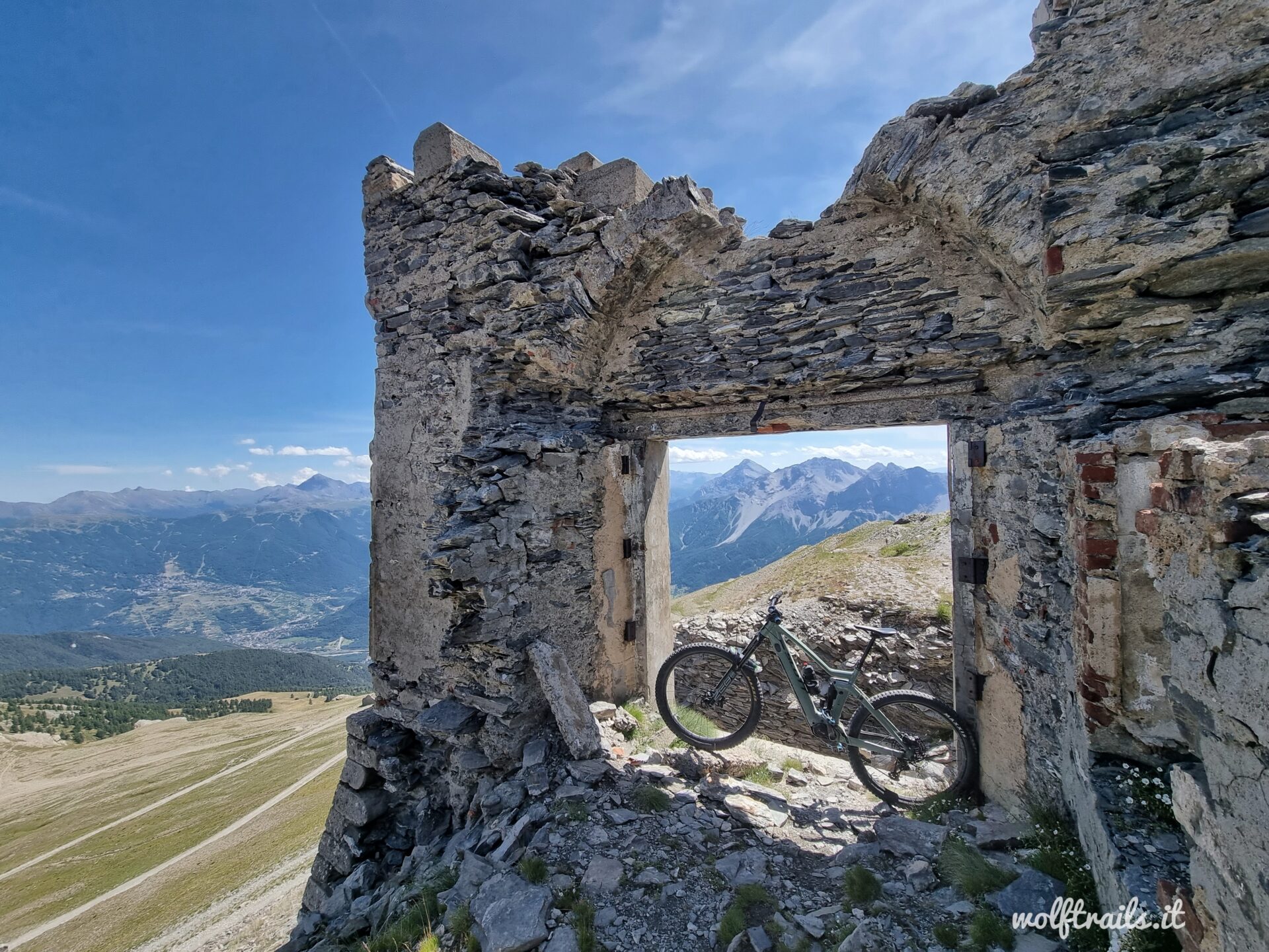 e-MTB inside the historic Fort Jafferau above Bardonecchia