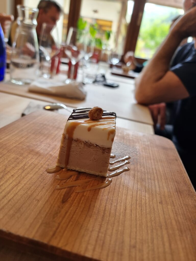 Homemade dessert at Locanda Fungo Reale in Valle Stura during a WolfTrails MTB tour