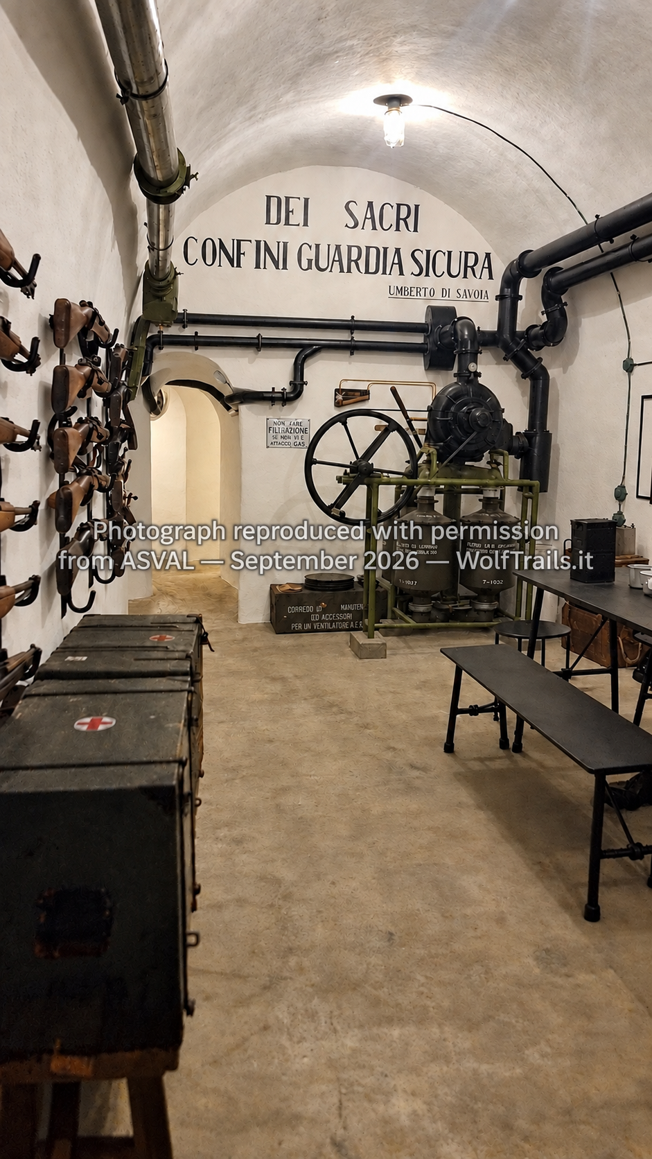 Inside the main chamber of Museo Vallo Alpino di Vievola